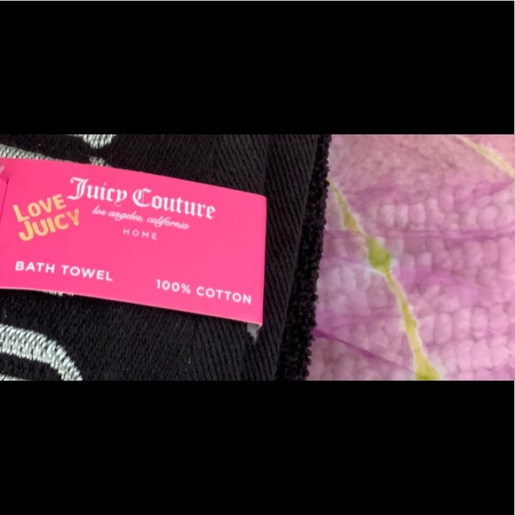 ๐2 Bath Towels, Juicy Couture Home Silver Embroidered Name Plush Oversised Set - Picture 3 of 4